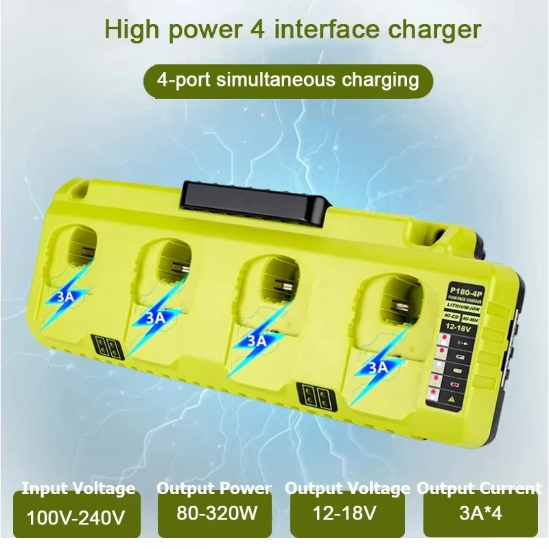 For Ryobi Replacement Charger for Ryobi Ni-CD Ni-MH Li-ion 12V 14.4V 18V Battery