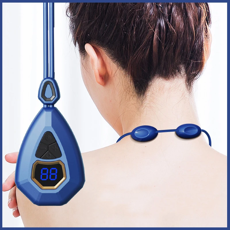 

Smart Hanging Neck Cervical Spine Massager With Hot Compress Mini Portable EMS TENS Pulse Back Thigh Massage Pain Relief Relax