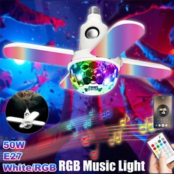 E2 Smart Folding LED Bulbs Lamp E27 Screw Four-Leaf 4+1 Leaf Lamp 50W Bulb Bluetooth Speaker Projection Wedding Decor led 220v