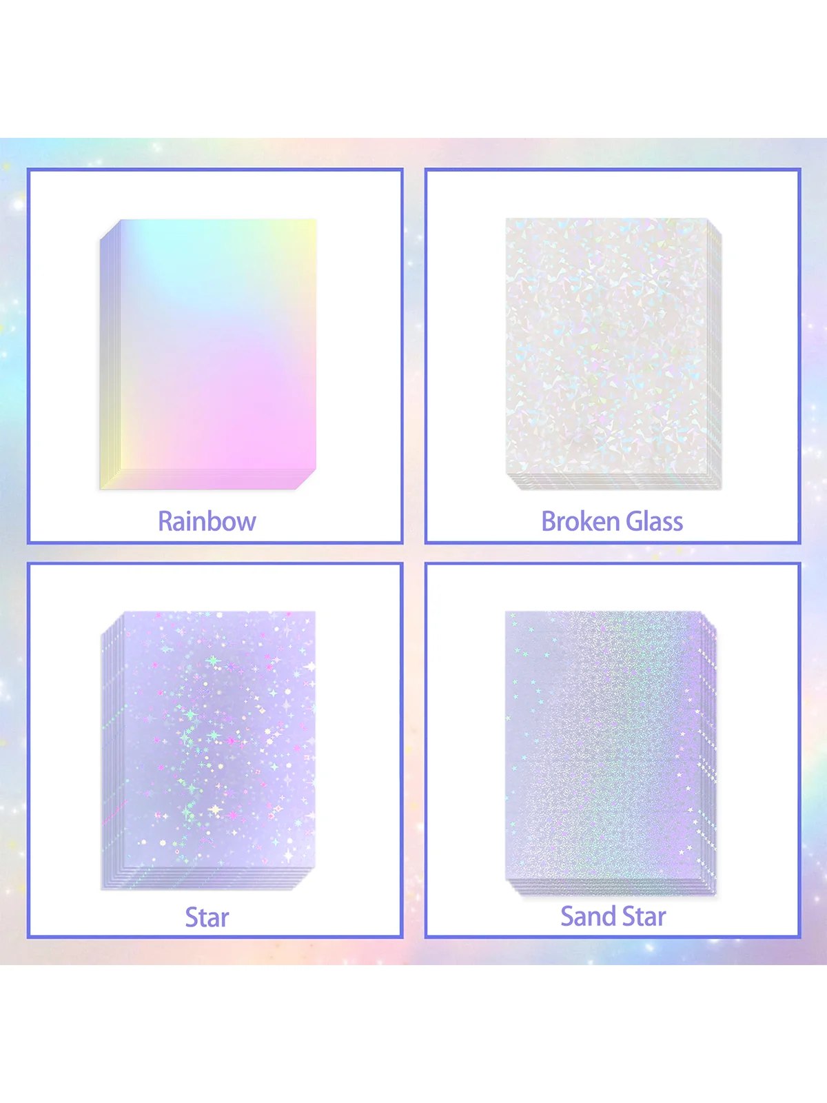 50 Blatt 4,1 x 2,9 Zoll holografische Kaltlaminierfolie, transparente Overlay-Laminierungsaufkleber, selbstklebend, wasserfest, verschiedene Stile – Detail 1