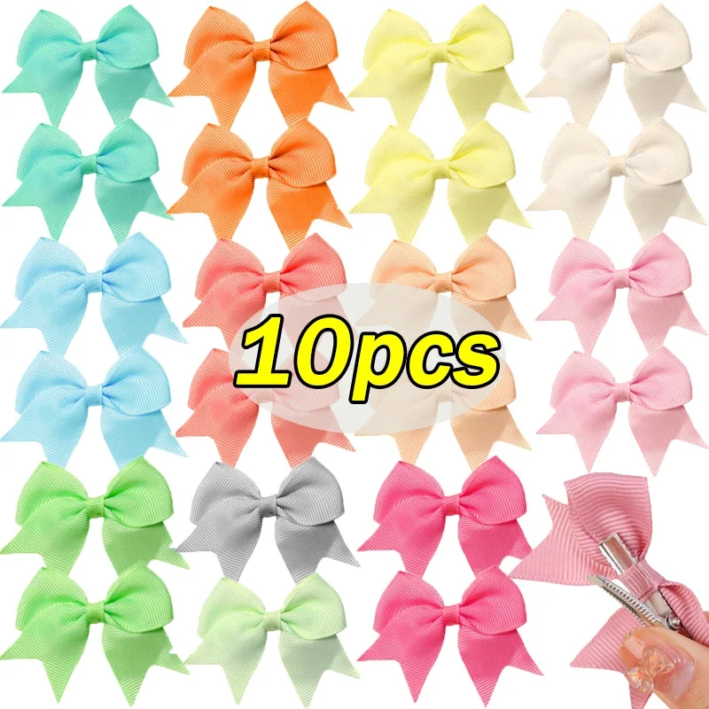

10Pcs Mini Bowknot Hair Clips Baby Girls Handmade Cute Bows Ribbon Hairpin Barrettes Kids Sweet Headwears Pin Ornament Gifts