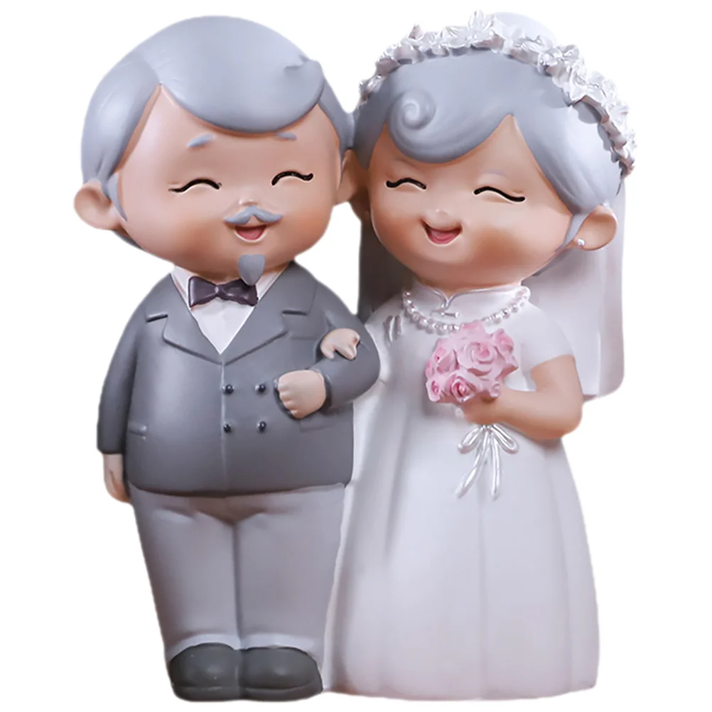 

Resin Grandparents Couple Statue Elderly Grandma And Grandpa Figure Model Wedding Anniversary Tabletop Decoration