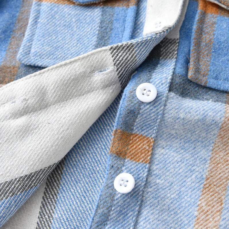 Top and Top Autumn Winter Unisex Baby Boys Girls Long Sleeve Cotton Plaid Shirts Infant Toddler Casual Button Down Blouses Tops