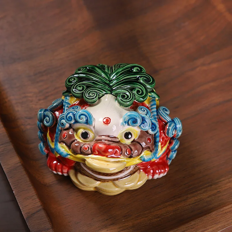 0045 Cute Cartoon Golden Toad Pixi Ceramic Tea Pet Tea Table Ornament Creative Home Indoor Desktop Small Ornament Car