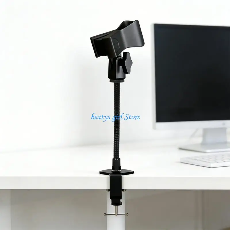 C7AB 360 데스크 마이크용 유연한 마이크 스탠드 구즈넥 튜브 클립 마운트 25-46mm