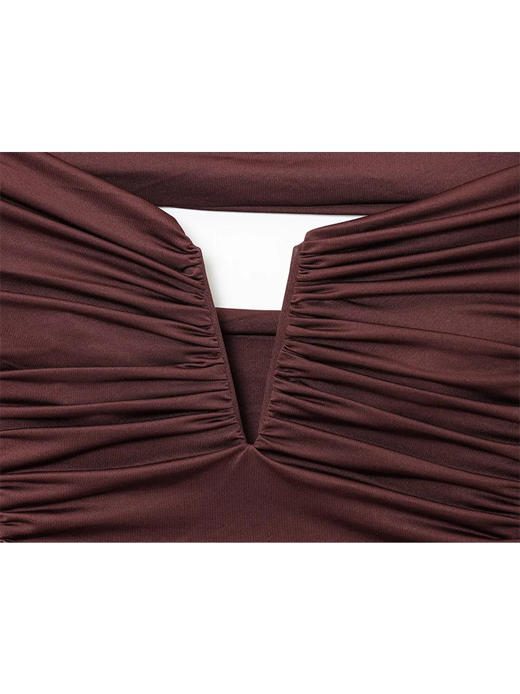 TFMLN 2025 New Women's Bodysuit Sexy Sleeveless Ruched Skinny Slash Neck Bodycon Elegant Tops Fashion Streetwear Outfit Summer