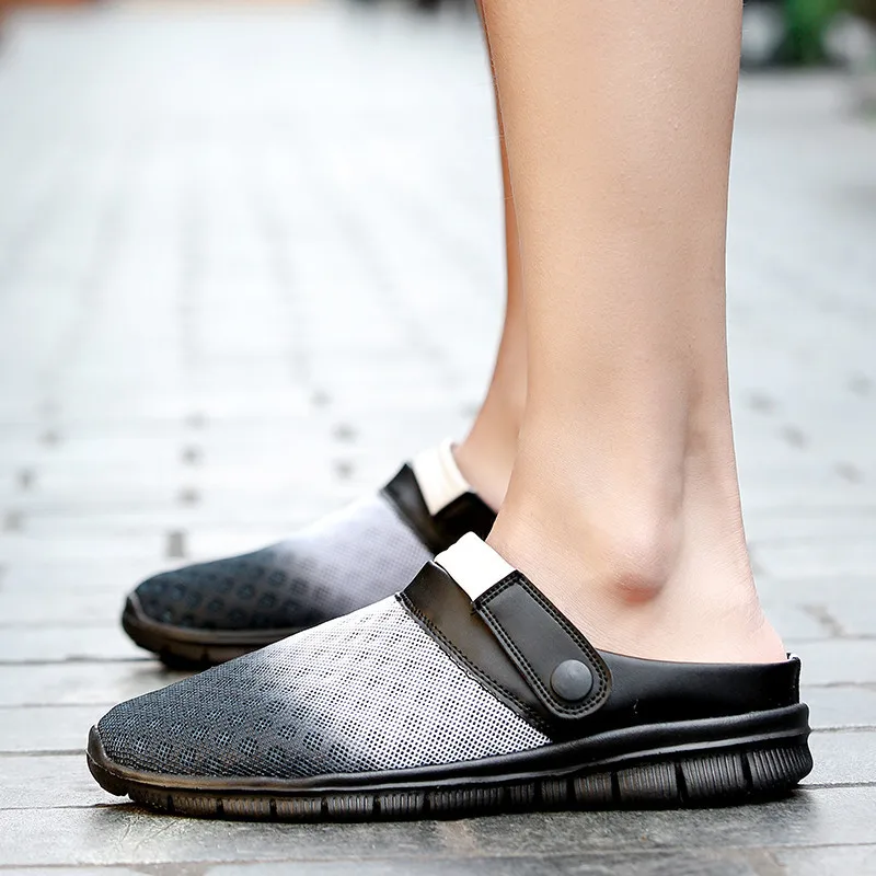 2023 New Summer Beach Sandals Men and Women Clogs Shoes Beach Slippers Mesh Breathable Men Slippers Sandals Couple