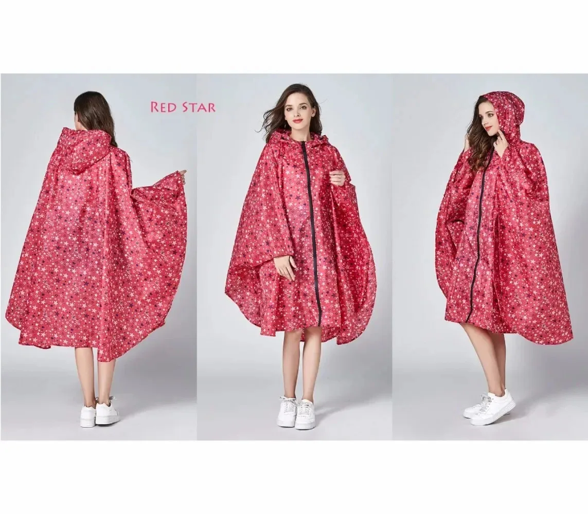 Women's Fashion Waterproof Rainwear Poncho Coloful Raincoat with Hood and Zipper Outdoor Hiking Camping Cloak Rain Coat raincoat poncho