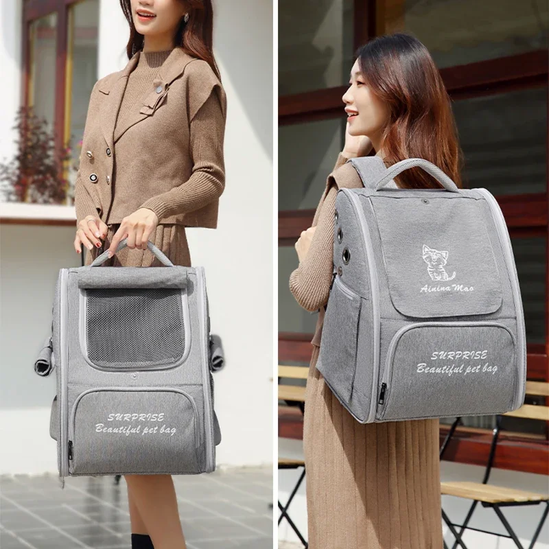Cat Backpack Pet Carrier Bag Portable Collapsible Breathable Thickened Straps Easy to Clean Pet Travel Carrier Backpack