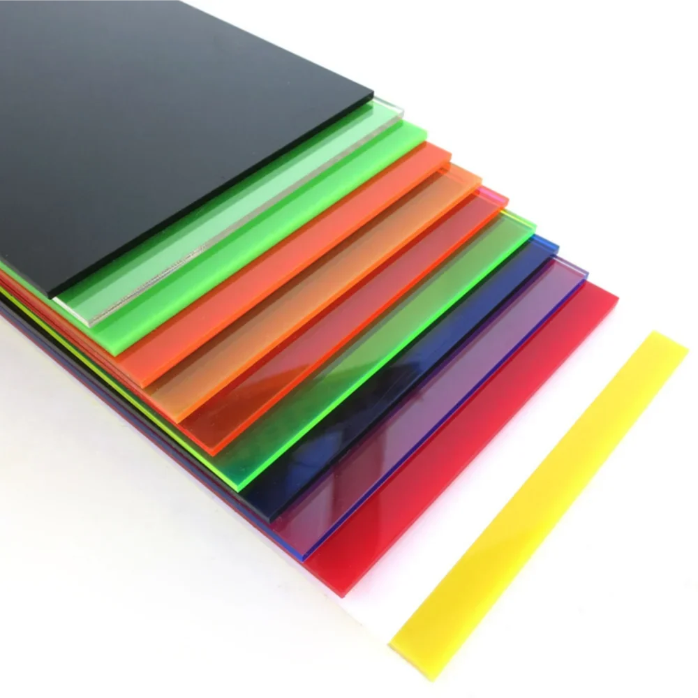 Vibrant Multicolor Acrylic Sheets - 10x20cm, 2.3mm Thickness, Transparent and Opaque Perspex for Creative DIY Projects