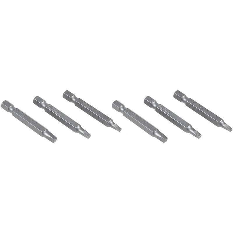

6Pcs 50Mm 1/4 Inch Hex Square Bits Square Head Screwdriver Bits S2 Alloy Steel Magnetic Screwdriver Bits Set Hand Tools