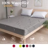 100% Waterproof Solid Bed Fitted Sheet Nordic Adjustable Mattress Covers Four Corners with Elastic Band Multi Size Bed Sheet 1