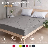 100% Waterproof Solid Bed Fitted Sheet Nordic Adjustable Mattress Covers Four Corners with Elastic Band Multi Size Bed Sheet 1