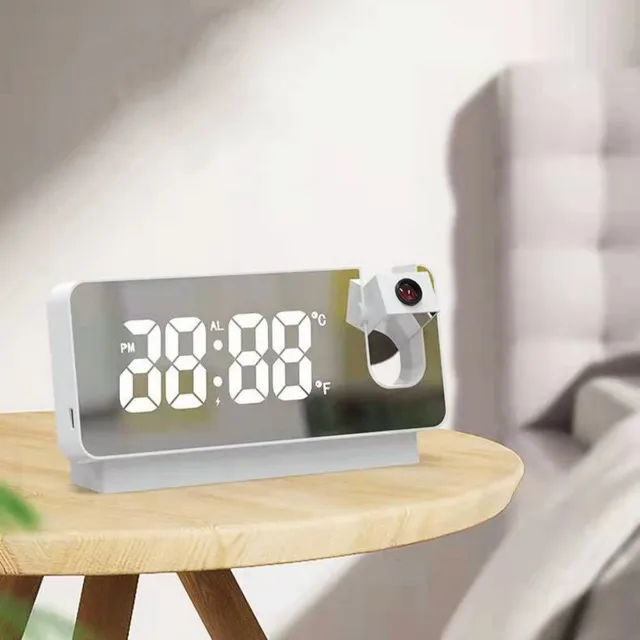 Led Digitális Vetítés Ébresztőóra Asztali Néma Usb Töltés Elektronikus Órák Nagy Képernyő Kijelző Több Funkciós Projektor - Image 4