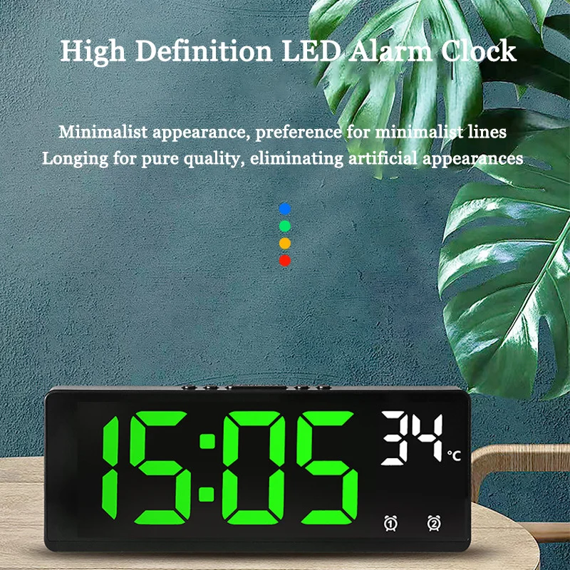 Creative Number Clock Color Nightlight Temperature Calendar Alarm Clock LED Large Number Electronic Backlight Home Decor