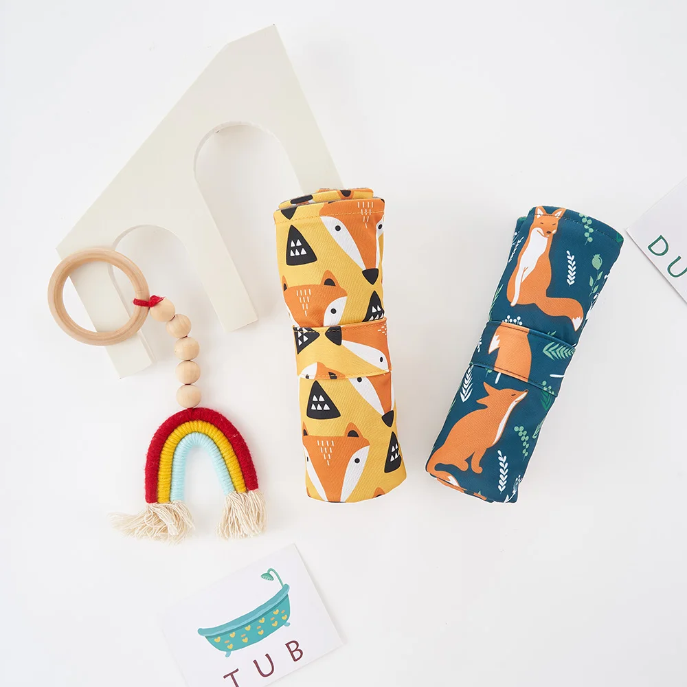 Diaper Changing Pad Diaper Changing Mat 2PCS Animal Print Washable Changing Mat Bamboo Charcoal Inner Portable Nappy Pad For Baby
