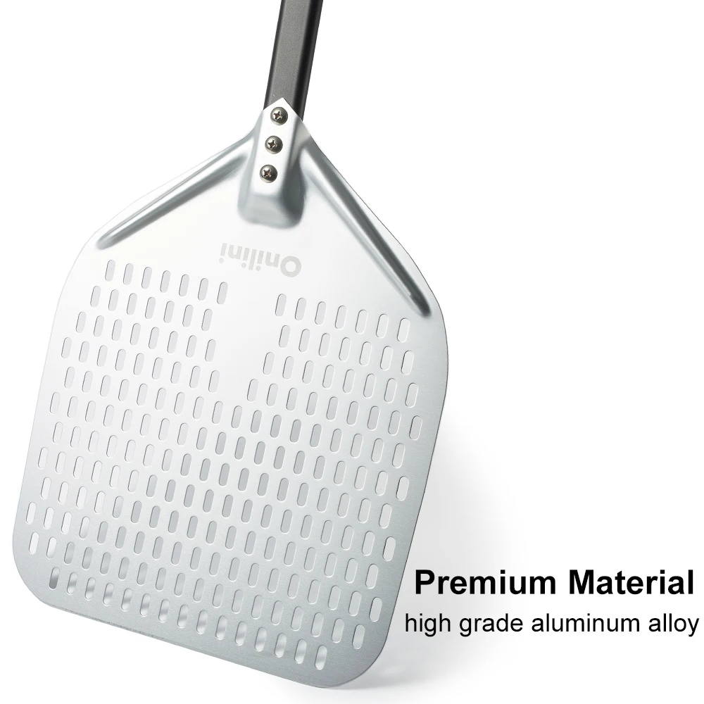 14/13/12 inch Anodized Pizza Peel Perforated Pizza Shovel Retangular Paddle Multiple Color Handle Peel Onilini