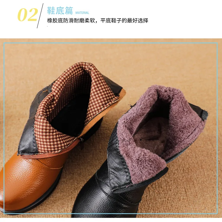 Plus Größe 42, Damen-Stiefeletten mit großem Fuß, hohe Stiefel aus echtem Leder, hochwertige Mama-Winter-Pelzstiefeletten, Damen-Freizeitschuhe – Detail 6