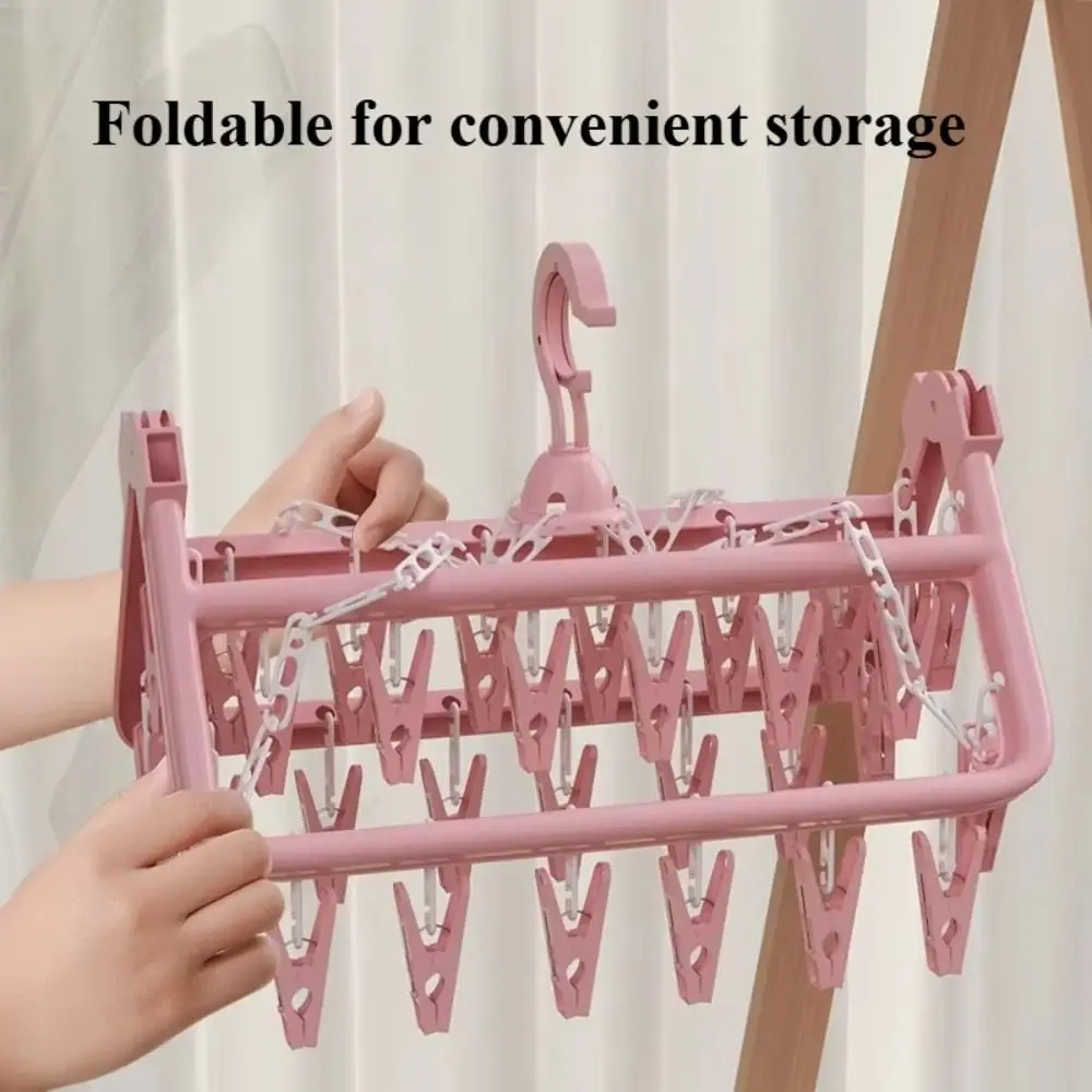 Hanging Rack Extra Thick Drying Rack Heavy Duty Plastic Material Laundry Set Space Saving 32 Clips Multi Clip Hanger Home Use