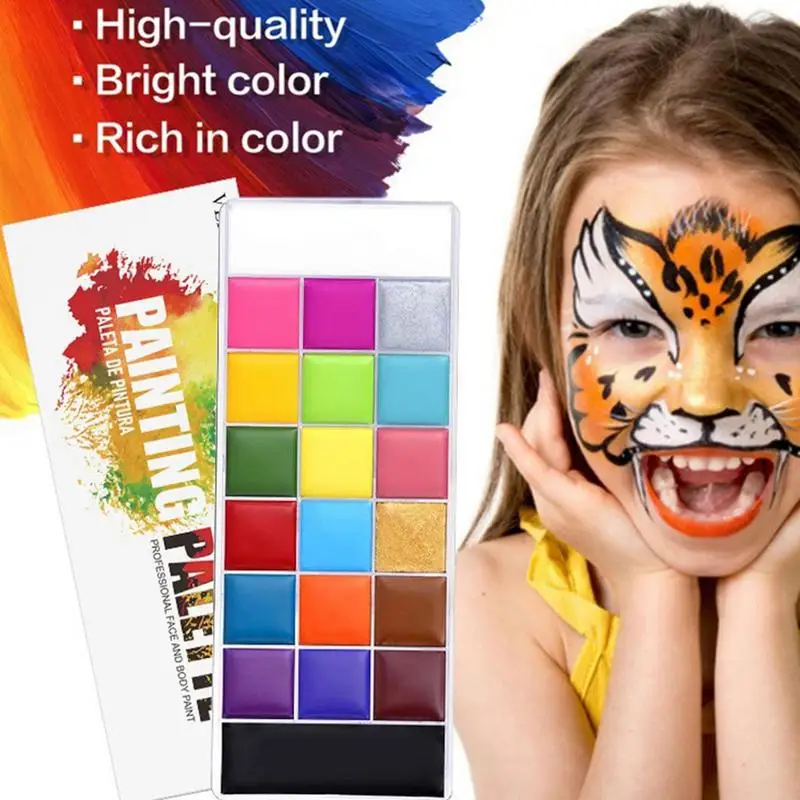 Face Painting Kit For Kids Party 20 Colors Rainbow Paints Palette Safe Face  Paints Body Paint Palette Party Makeup Set For - AliExpress