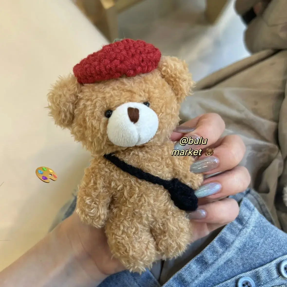 Trendy Korean Artist Bear Plush Toy Wall Hanging Cute Teddy Bear Keychain Niche PP Cotton Filled Cuddly Doll Bag Accessory