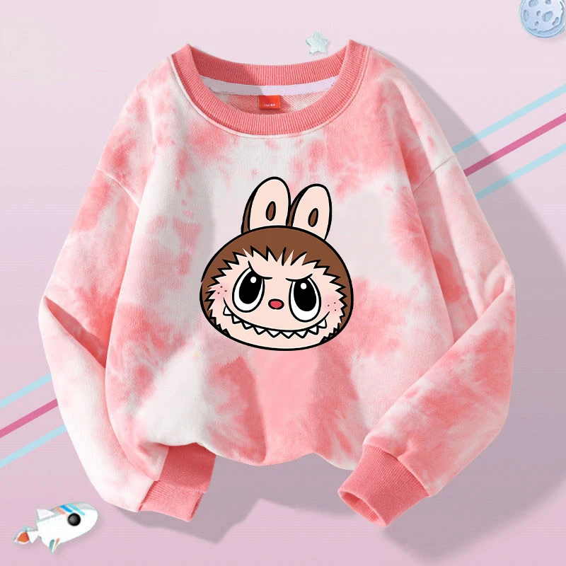 thumbnail image 1 of Suéter de cuello redondo para niños POP MART Labubu, lindo jersey con estampado de dibujos animados para niños y niñas, camisetas cálidas informales de invierno, regalos de cumpleaños para niños, 1 of 5