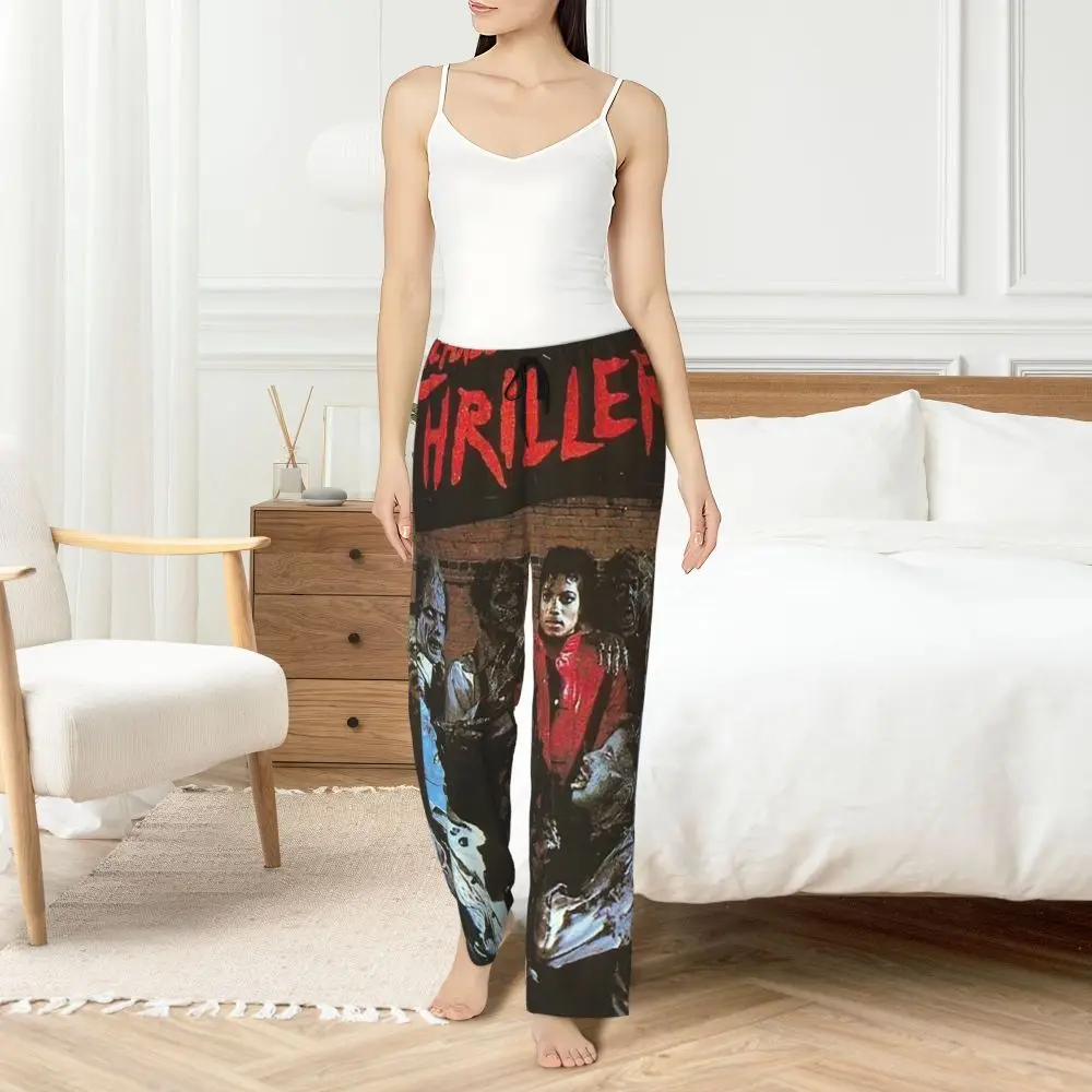 Custom Pop Music Michael J-Jackson Women Pajama Pants Lounge Sleep Sleepwear Bottoms with Pockets