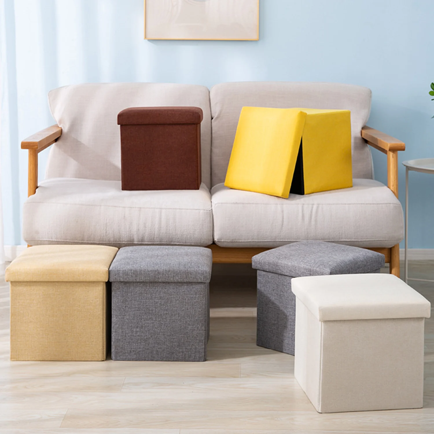 

Home Multifunctional Storage Stool Change Shoes Fashion Living Room Sofa Step Stool For Adults Creative Fabric Portable Stool