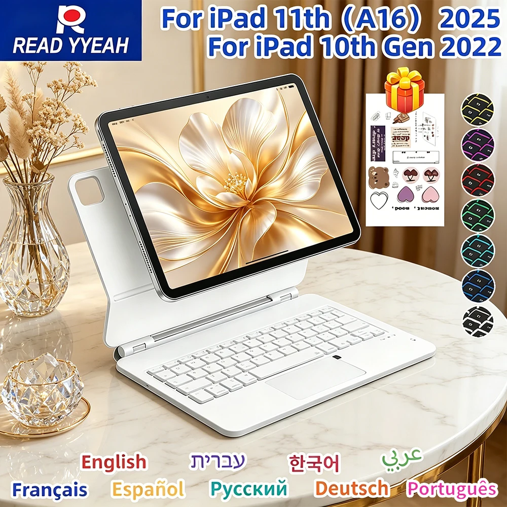 매직 키보드 스마트 커버 아이패드 프로 11인치 4세대 3세대 2세대 2018-2022 에어 6세대/5세대/4세대 M2 아이패드 10 11세대 폴리오 케이스 멀티 터치