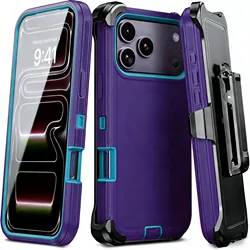 Heavy Duty Magnetic Rugged Armor Case - Shockproof Protective Cover Compatible with MagSafe Charging - iPhone 15 Plus (PURPLE)