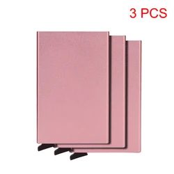 Sleek RFID - Blocking Minimalist Wallet - Slim Metal Card Holder in Black (Rose Red 3pcs)