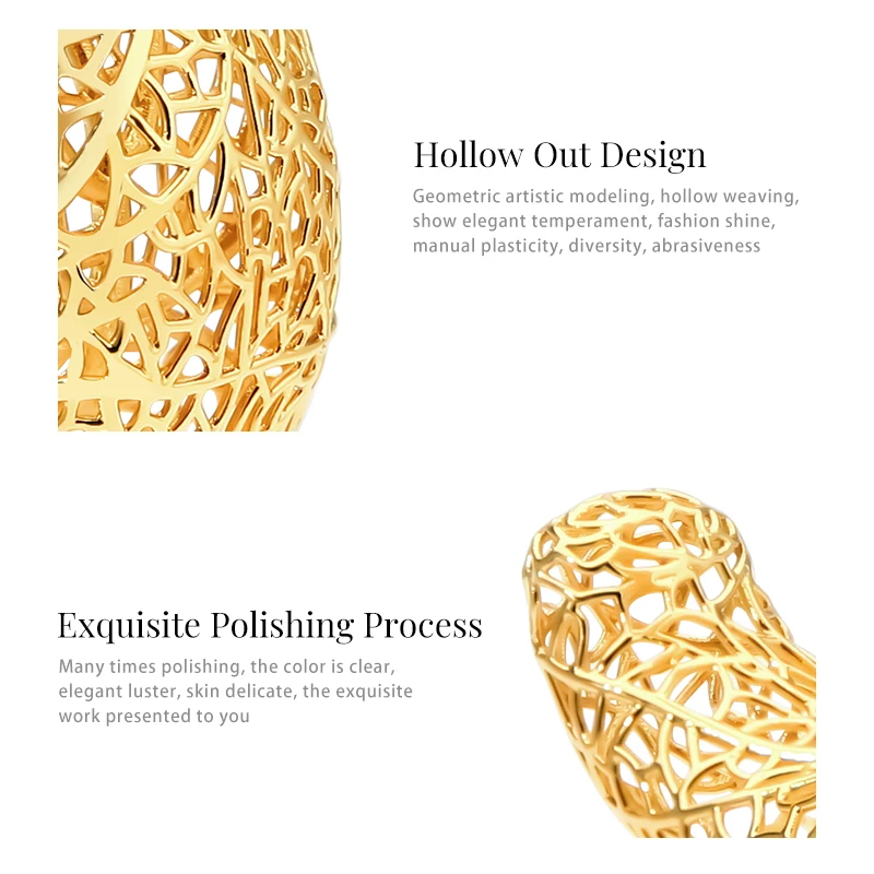 C Shape Hollowed Out Earrings 18K Gold Plated for Women Street Jewelry Gift
