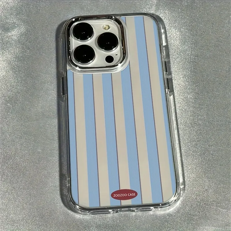 Blue Striped Shockproof Transparent TPU Phone Case