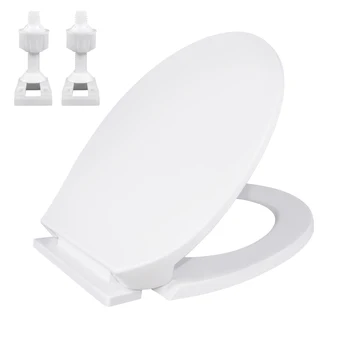 Soft Close Toilet Seat,Simple Top Fixing,O Shape Family Toilet Seat,Soft Close Adjustable Hinge Toilet Seat Cover Bathroom Lid