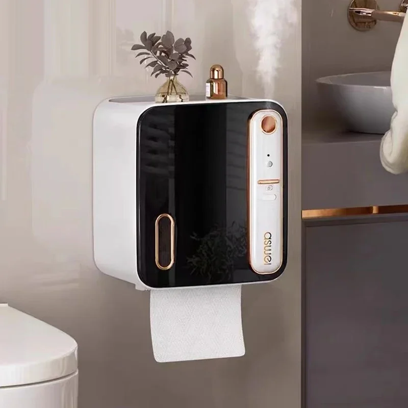 

Wall Mounted Toilet Tissue Boxes Intelligent Induction Aromatherapy Without Punching Paper Towel Holder Bathroom Accessories