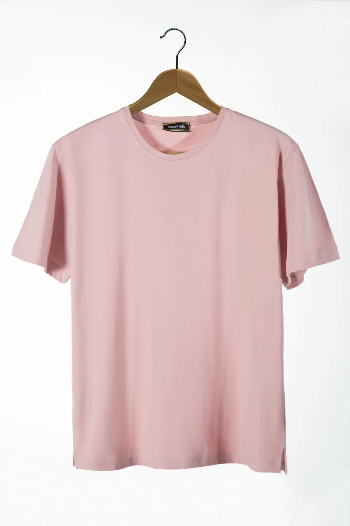 

Men's Bike Collar Oversize Casual Mould Basic T-Shirt 22Y-3400761-1 Pink