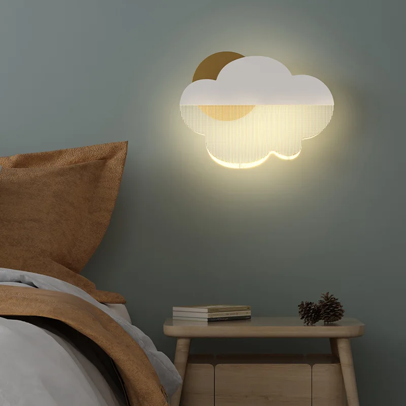 LED Cloud Wall Lights Children's Bedside Night Light Cartoon Eye Protection Boy Girl Baby Room Decorative Wall Lamps AC 220 V