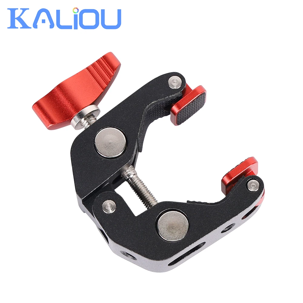Multifunctional Super Clamp with 1/4" Thread, Tripod Clamp Mount for Camera, Phone, LCD/DV Monitor, Fill lights, Crab-Shaped Cla