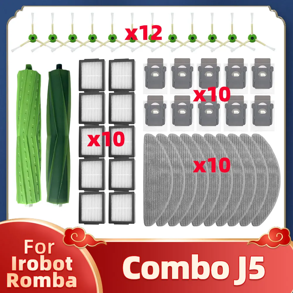 

Compatible For Irobot Romba Combo J5 Robot Vacuum Cleaner Main Side Brush Filter Mop Dust Bag Parts Accessories