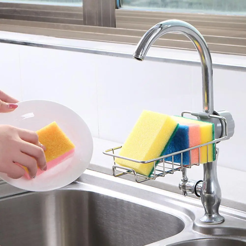 Steel Sink Drain Rack – Sponge & Soap Storage Holder for Faucet | Kitchen Organizer Shelf 2 Saee4f425b3db497cabbebc5e545d74d2g