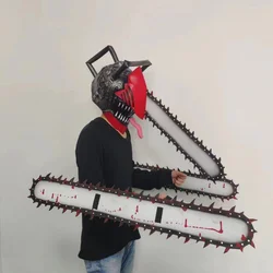 Denji Cosplay Saws Hand Headgear Pochita Anime Chainsaw Man Denji Cosplay Latex Mask Halloween Party Props for Adult
