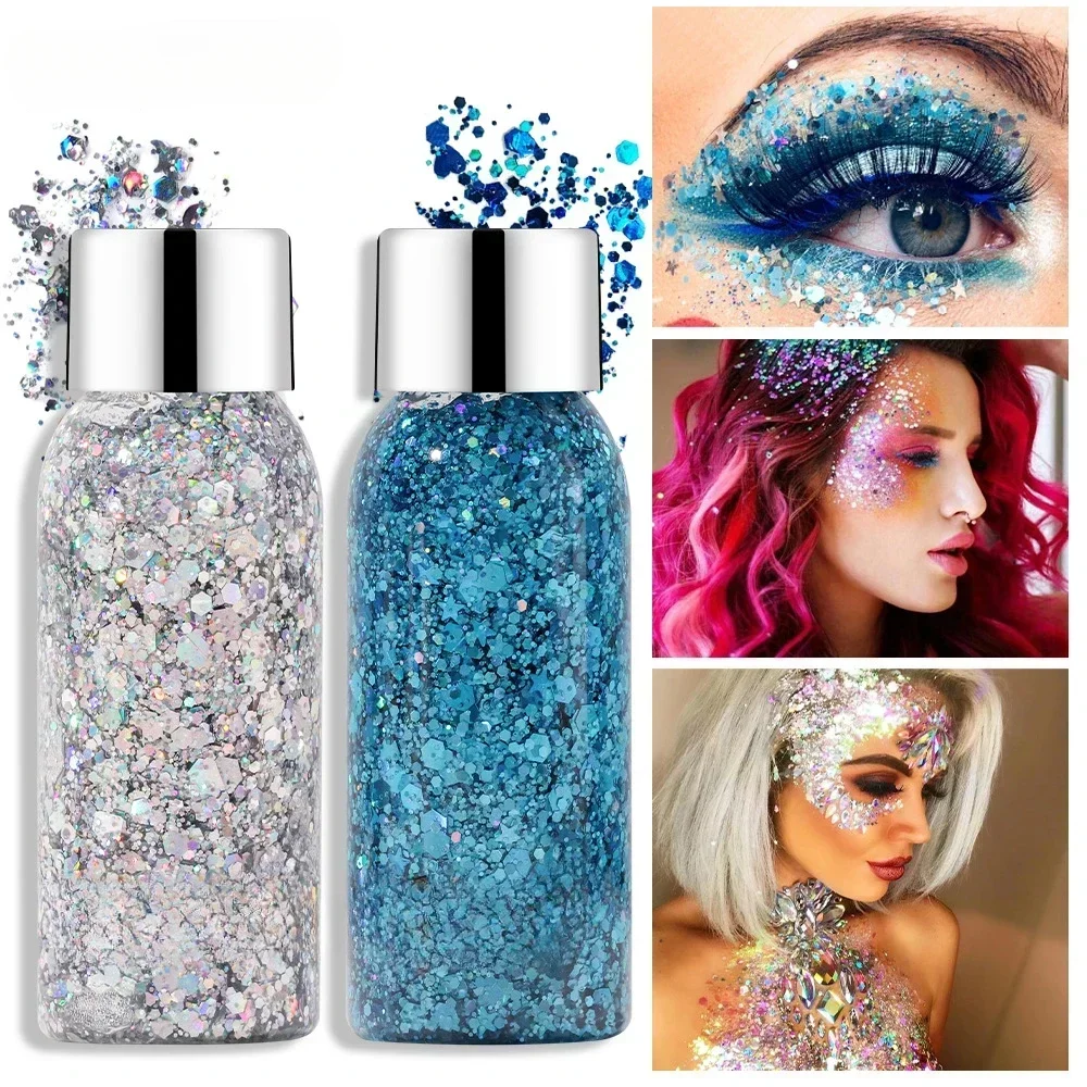Multifunctional Eye Glitter Hair Body Face Glitter Gel Art Flash Loose Sequins Cream Festival Glitter Decor Eyeshadow Makeup 2