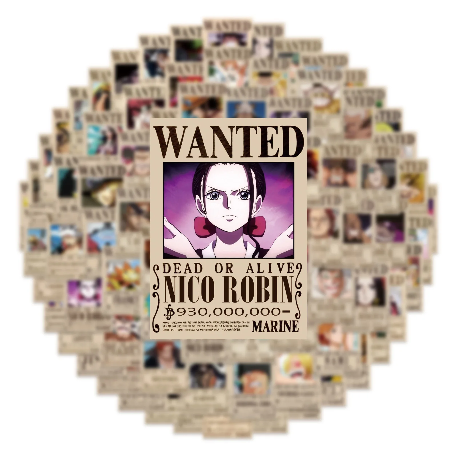 10/50/100 Stück Anime One Piece Wanted Poster Luffy Graffiti Aufkleber für Handy, Gitarre, Laptop, Notizbuch, Koffer, Wasserfeste Sticker, Spielzeug – Detail 7