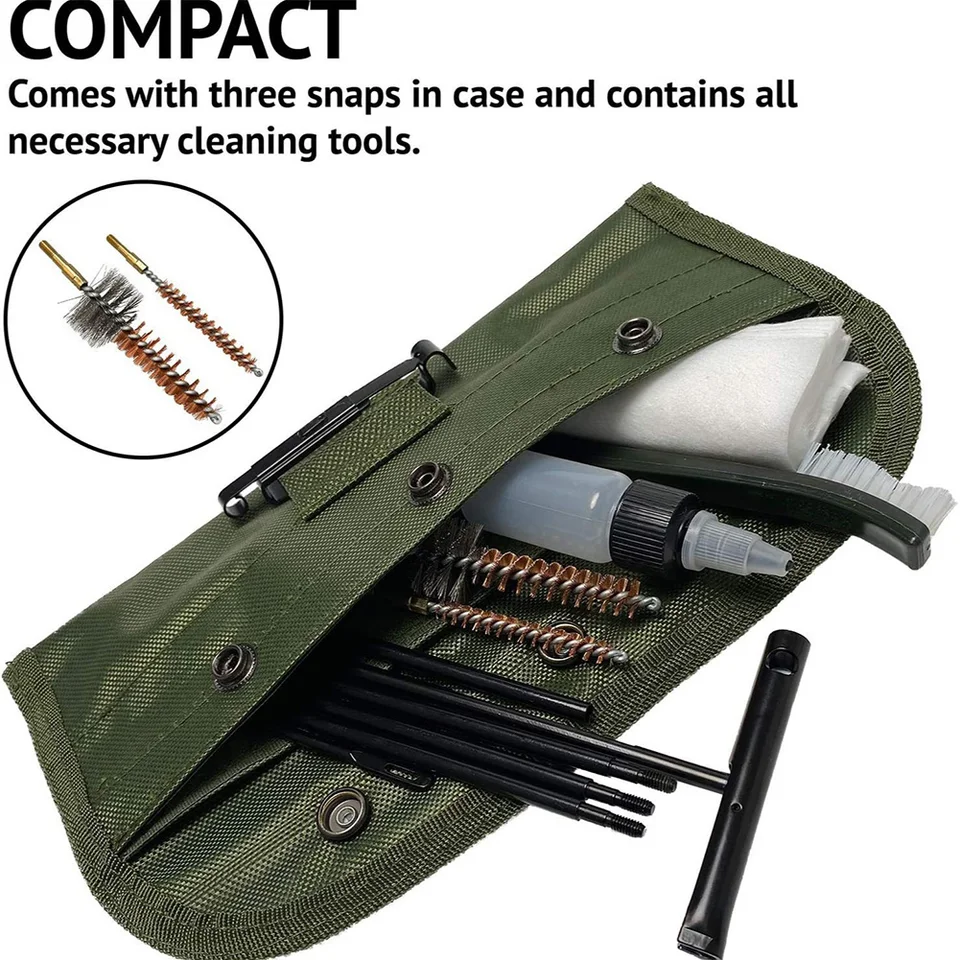 Gun Cleaning Kit Set Rifle Gun Brush Shotgun Gun Barrel Cleaning Brush Kit Gun Care Maintenance Metal Brushes For .22cal .223 556 Caliber With Durable Pouch Accessories - View #9