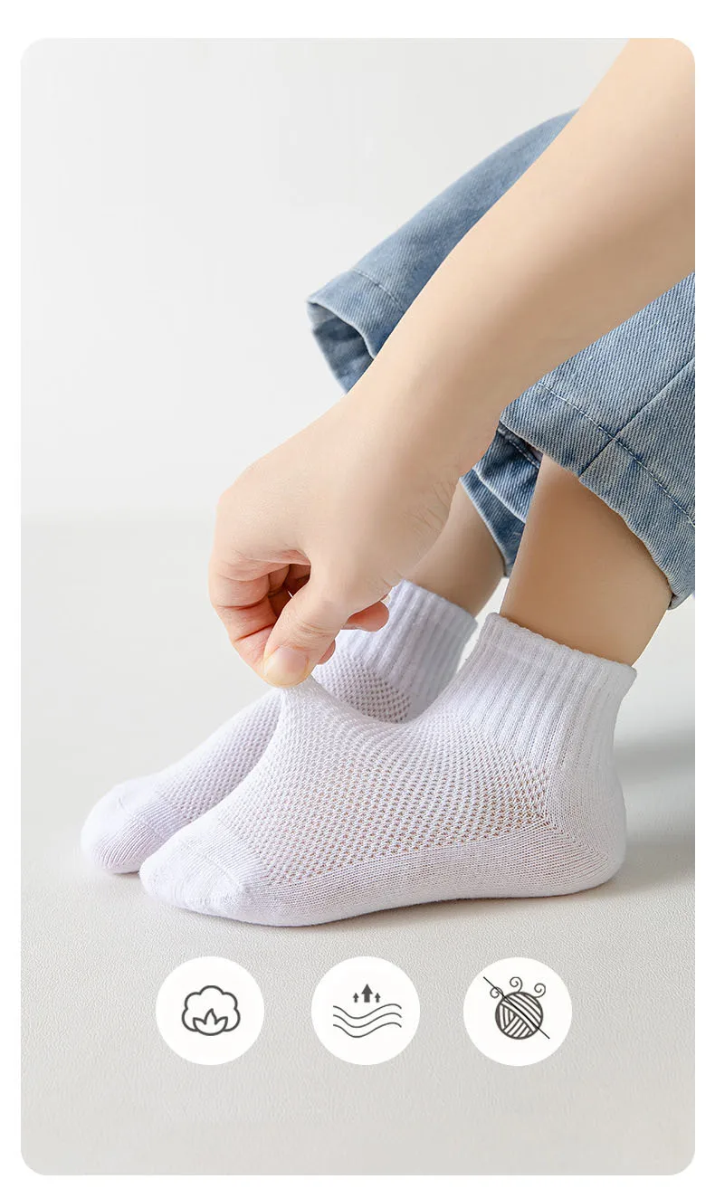 5 Pairs/Lot Summer New Children Cotton Socks Fashion Mesh Black White Gray For 1-12 Years Kids Teen Student Baby Girl Boy Socks 13 Saee525dd346f4d4d8a987233e4ed7032y