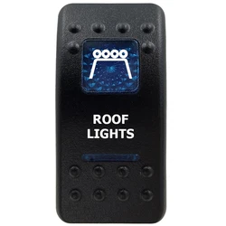 Marine Grade Waterproof Rocker Switch with Blue LED Light Bar, 12V, ON/OFF Options (ROOF LIGHT)