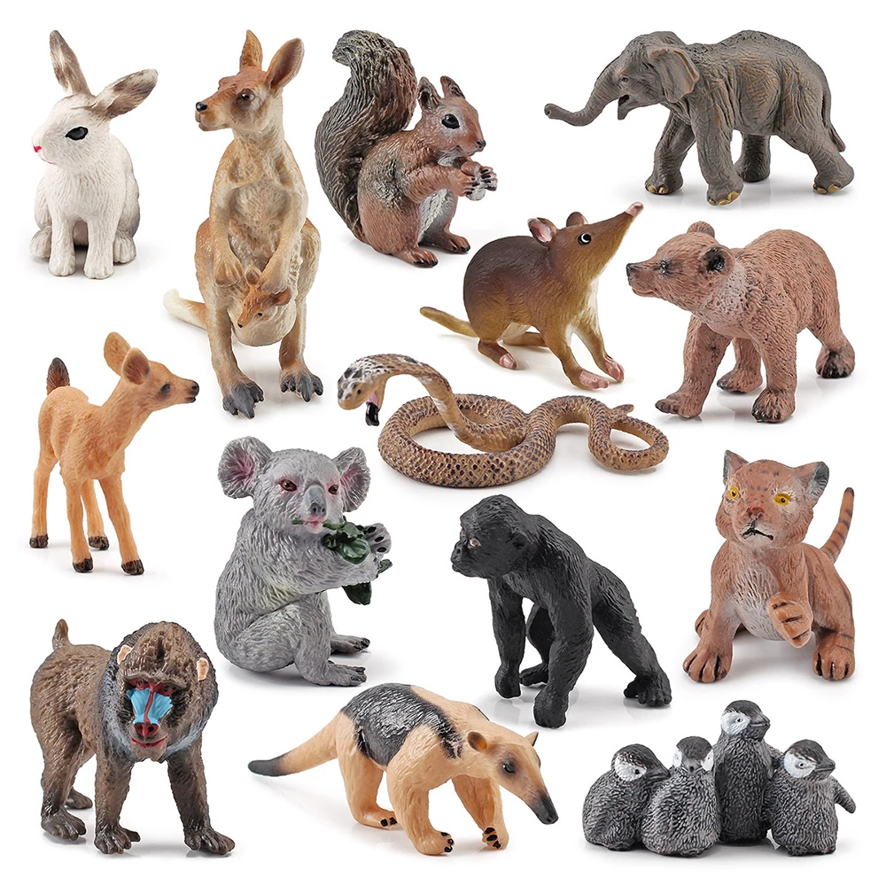 シミュレーション的な動物の置物 かわいい 野生生物 動物 鹿 ウサギ チャイニーズリス リス カンガルーの置物のおもちゃ Aliexpress
