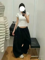 Y2K Streetwear Gray Sweatpants Woman Korean Oversized Loose All Match Sports Pant High Waist Drawstring Casual Wide Leg Trousers - Image 4