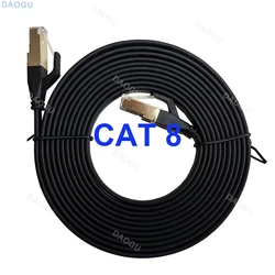 Ultra High-Speed 40Gbps Cat8 Ethernet Cable - Flat White Network Cable for Fast Internet Connectivity (Black)
