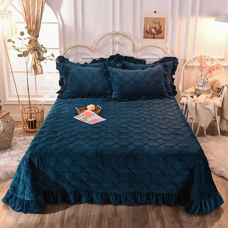 Quilted Bed Cover Set Velvet Velvet Bedspread Blanket Velvet